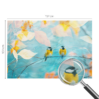 Peel and stick wallpaper mural with a spring birds design