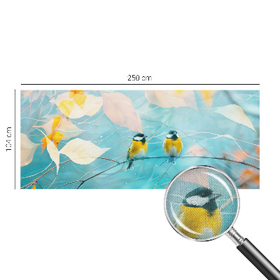 Peel and stick wallpaper mural with a spring birds design