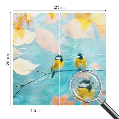 Peel and stick wallpaper mural with a spring birds design
