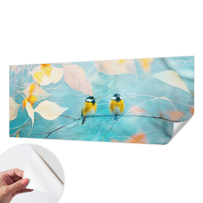 Peel and stick wallpaper mural with a spring birds design