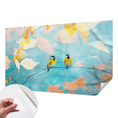 Peel and stick wallpaper mural Spring birds