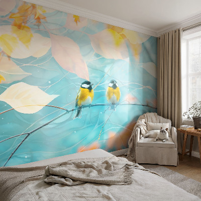 Peel and stick wallpaper mural Spring birds