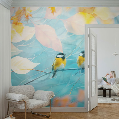 Peel and stick wallpaper mural Spring birds