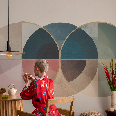 Self-adhesive wall mural featuring a geometric elegance design