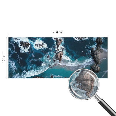 Removable wall mural wallpaper with an ocean waves design
