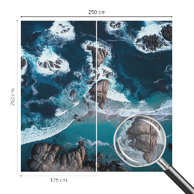 Removable wall mural wallpaper with an ocean waves design