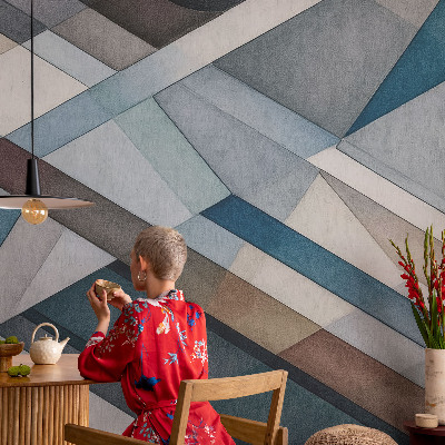 Removable wall mural with an abstract geometric design