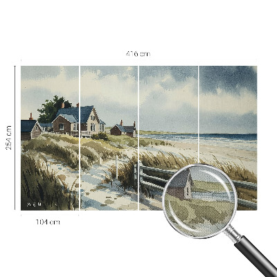 Stick-on wall mural with a beach dunes motif