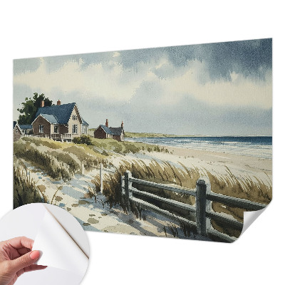 Stick-on wall mural with a beach dunes motif