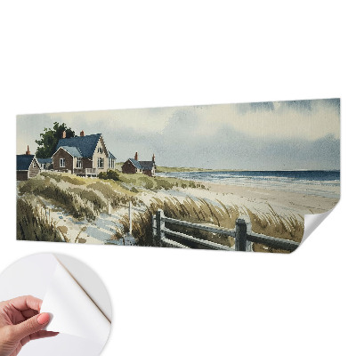 Stick-on wall mural with a beach dunes motif