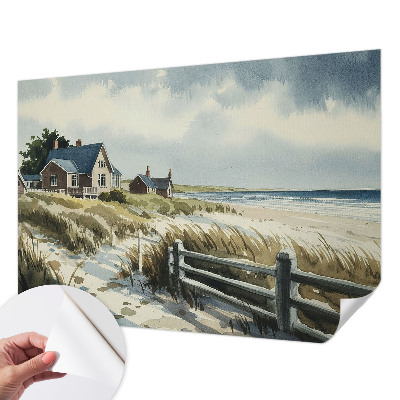 Stick-on wall mural with a beach dunes motif