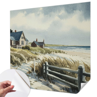 Stick-on wall mural with a beach dunes motif