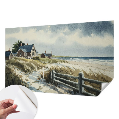 Stick-on wall mural with a beach dunes motif