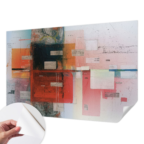 Peel and stick wall mural for living room with an abstract composition