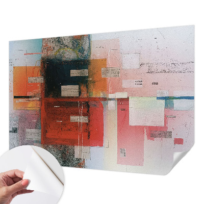 Peel and stick wall mural for living room with an abstract composition