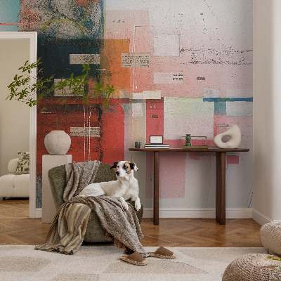 Peel and stick wall mural for living room with an abstract composition