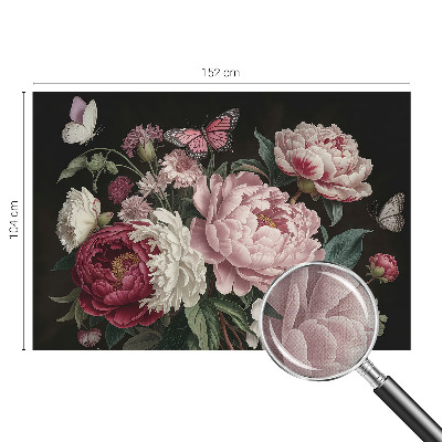 Peel and stick wall mural for bedroom with a peonies and butterflies design