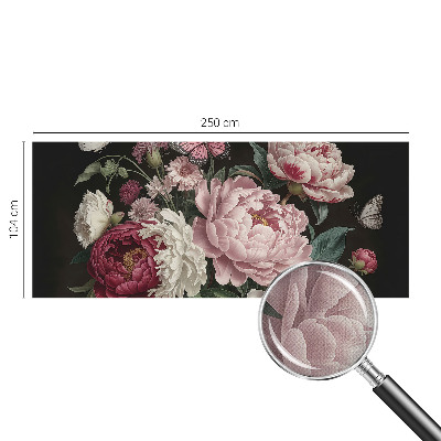 Peel and stick wall mural for bedroom with a peonies and butterflies design