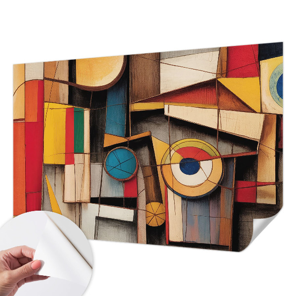 3D wall mural with geometric patterns