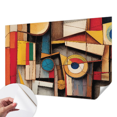 3D wall mural with geometric patterns