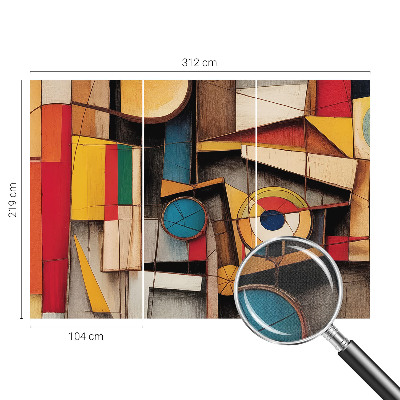 3D wall mural with geometric patterns