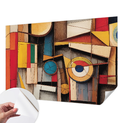 3D wall mural with geometric patterns