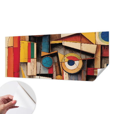 3D wall mural with geometric patterns