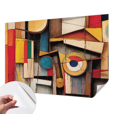 3D wall mural with geometric patterns