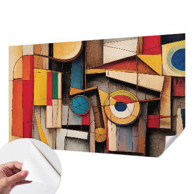 3D wall mural with geometric patterns