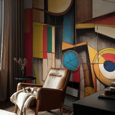 3D wall mural with geometric patterns