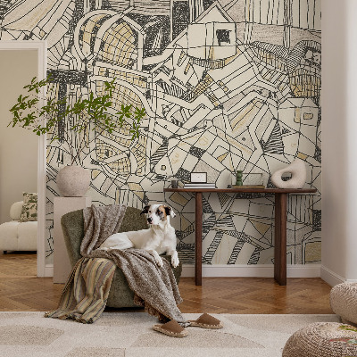 3D photo wallpaper mural with a geometric abstraction design