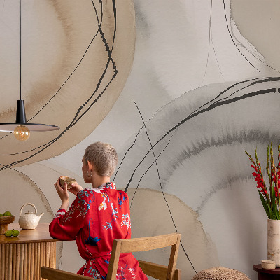 Peel and stick wall mural for kids' room with a geometric harmony design