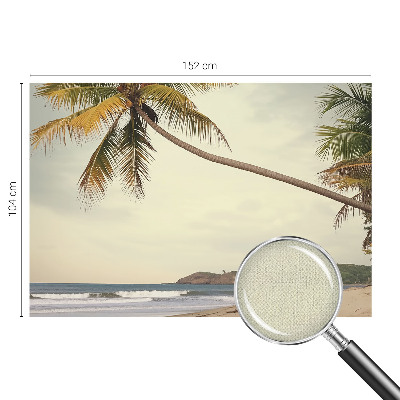 Nursery wall mural with a tropical landscape design