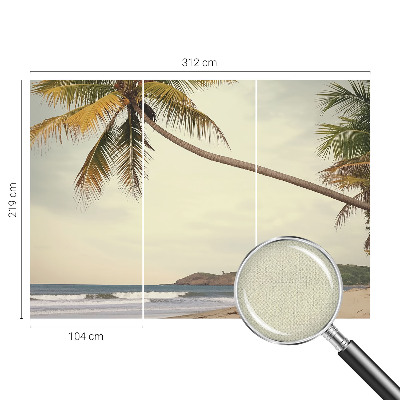 Nursery wall mural with a tropical landscape design