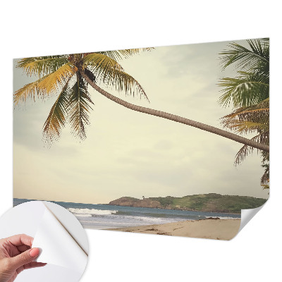 Nursery wall mural with a tropical landscape design