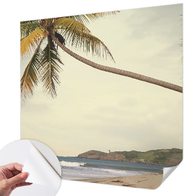 Nursery wall mural with a tropical landscape design