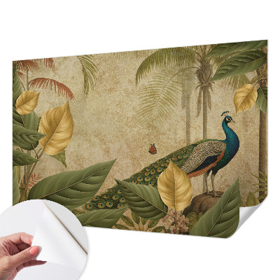 Children's wall mural with an exotic bird design