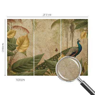 Children's wall mural with an exotic bird design
