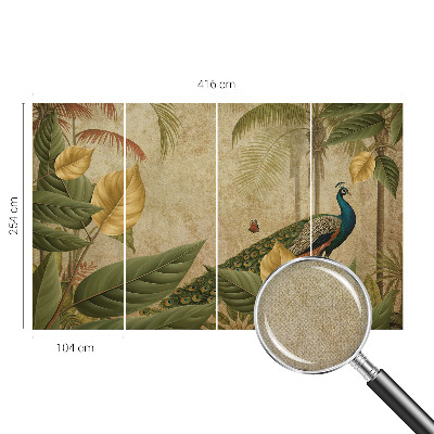 Children's wall mural with an exotic bird design