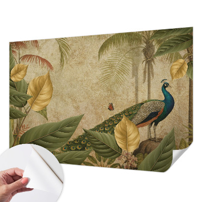 Children's wall mural with an exotic bird design