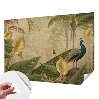 Children's wall mural with an exotic bird design