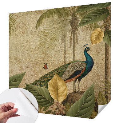 Children's wall mural with an exotic bird design