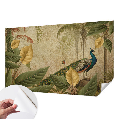 Children's wall mural with an exotic bird design
