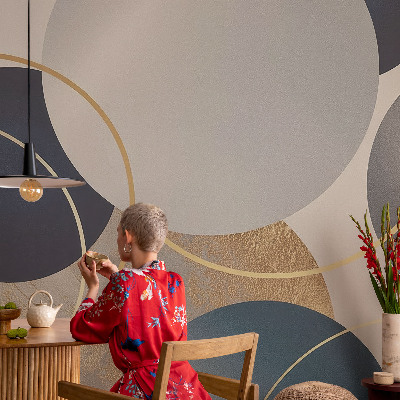 Peel and stick wall mural with a creative circles design
