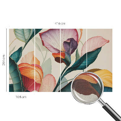 Peel and stick wallpaper mural with a colorful floral design