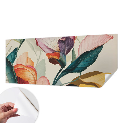Peel and stick wallpaper mural with a colorful floral design