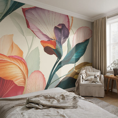 Peel and stick wallpaper mural Colorful flowers