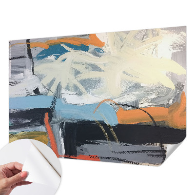 Stick-on wall mural with a colorful abstract design