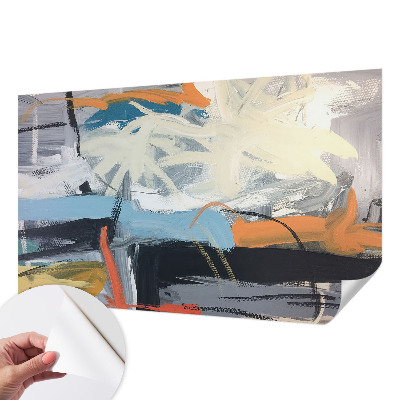 Stick-on wall mural with a colorful abstract design
