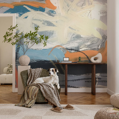 Stick-on wall mural with a colorful abstract design